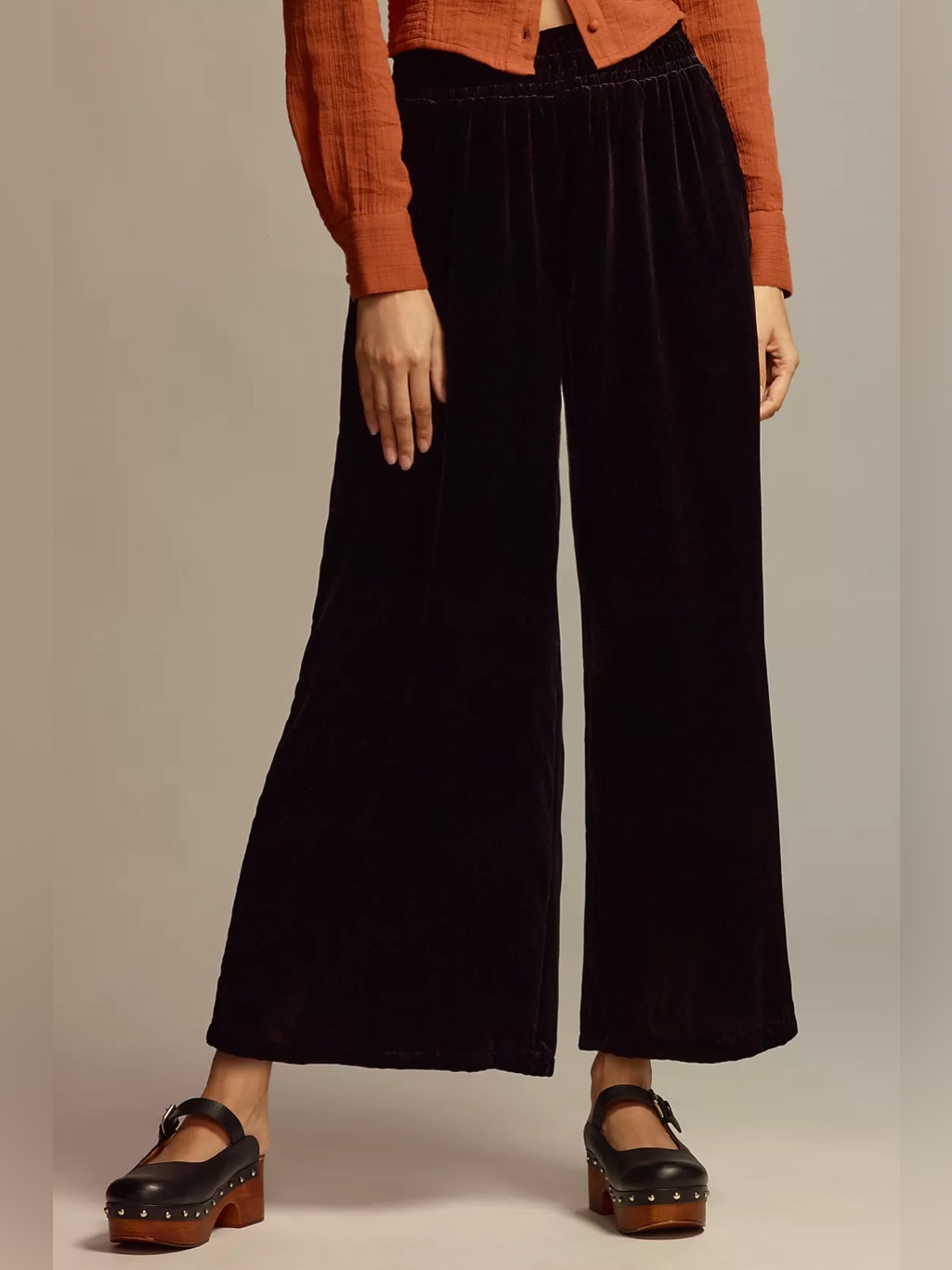 Nwt Anthropologie Somerset Velvet Black Wide Leg Pants Xs